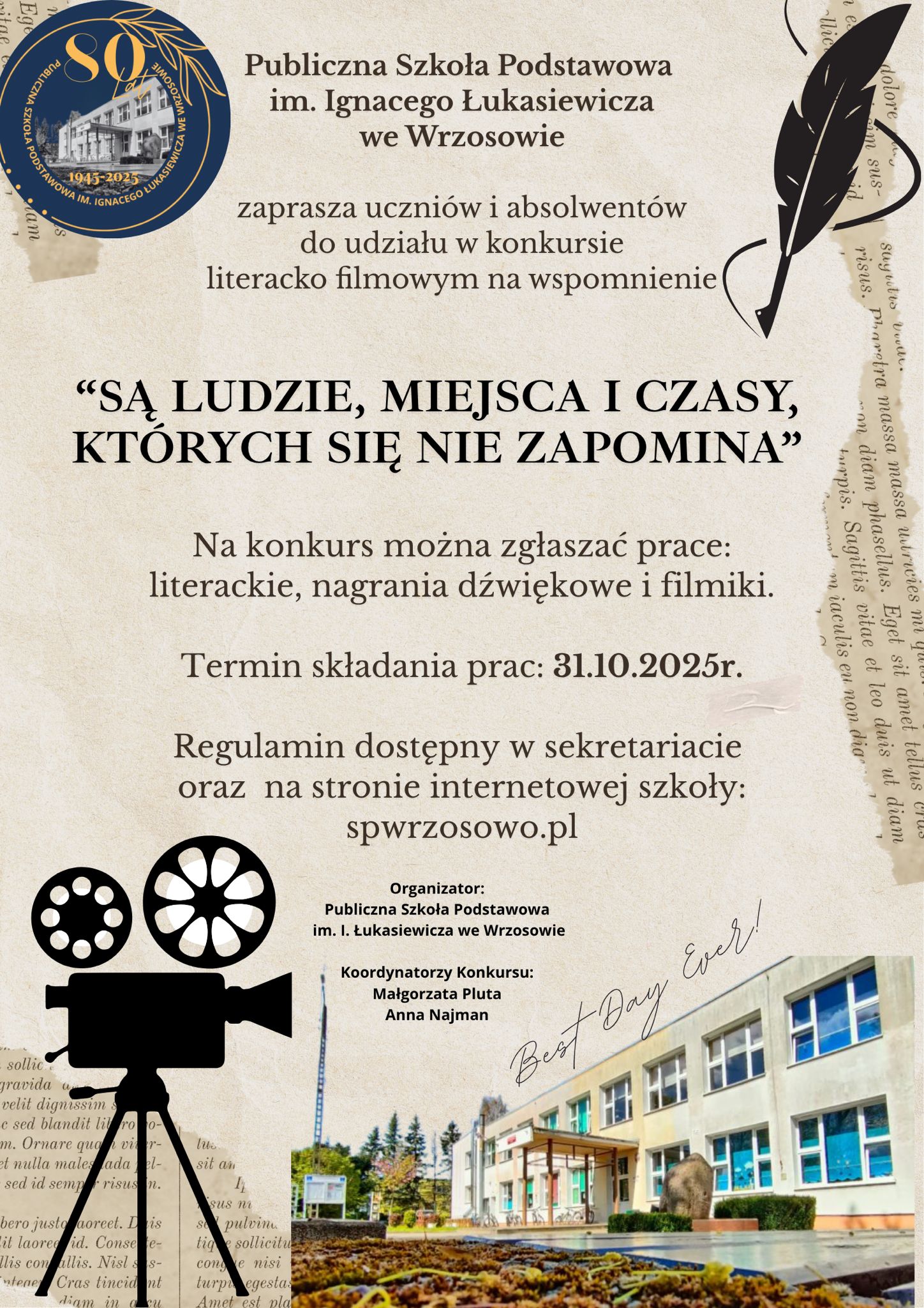 KONKURS dla uczniów i absolwentów z okazji zbliżającego się wielkimi krokami 80-lecia szkoły!